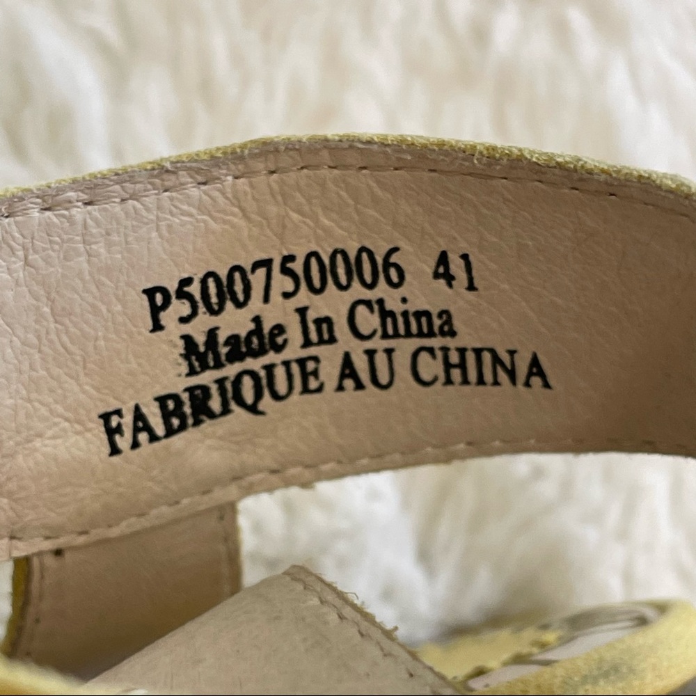Fly London Light Yellow Leather Wedge Sandals - Picture 6 of 11